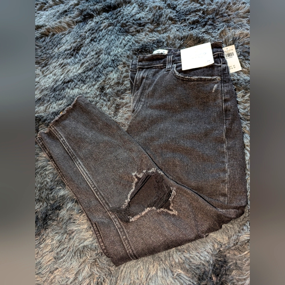 Abercrombie & Fitch Distressed Black Denim Jeans Size 26 X Short